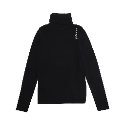 Black High Neck Jumperwith Logo on Front in Wool Blend Girl