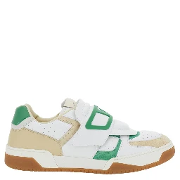 حذاء رياضي أبيض منخفض من جوي دو جوير بتفاصيل مثقبة وشعار ماكسي في المقدمة من الجلد للرجال