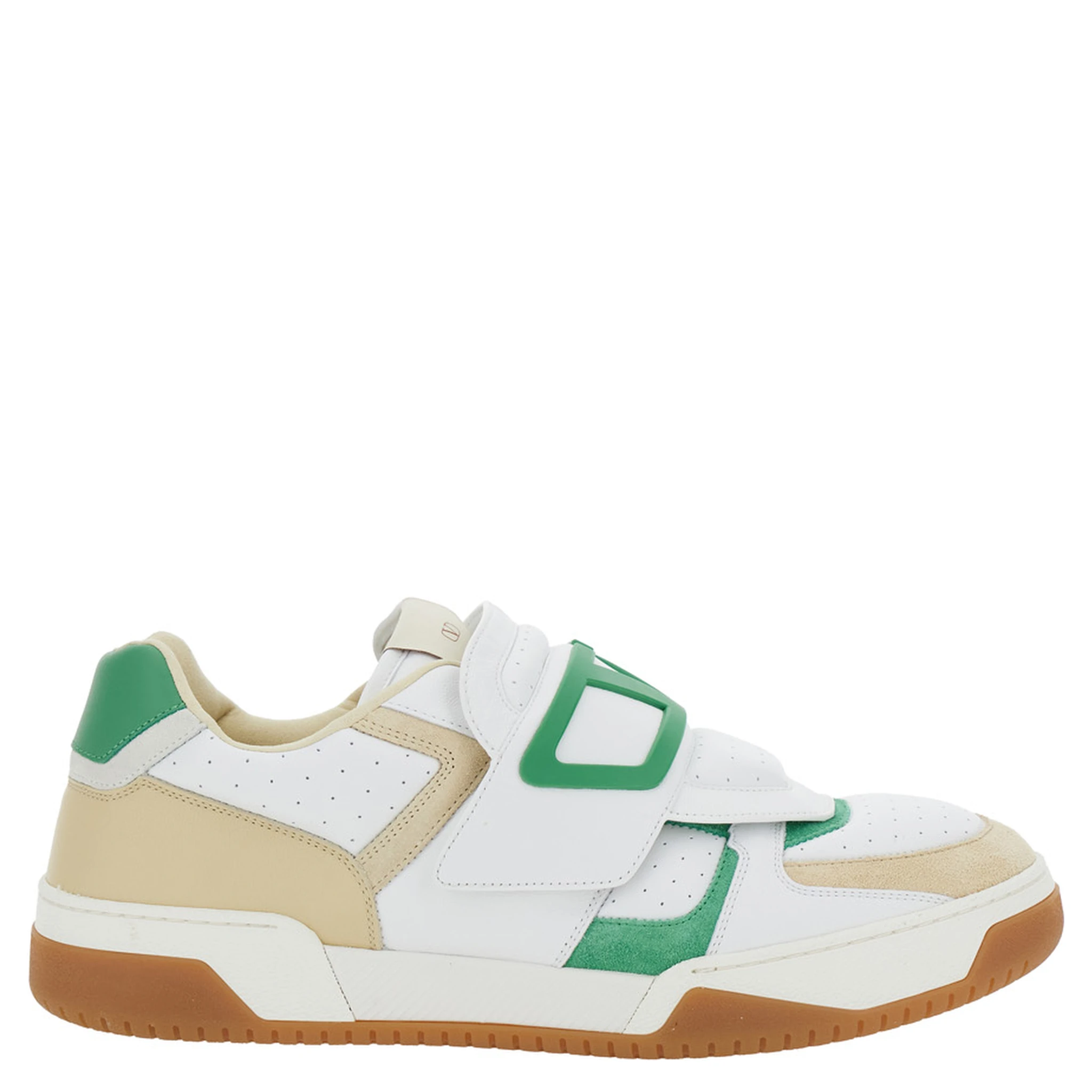 حذاء رياضي أبيض منخفض من جوي دو جوير بتفاصيل مثقبة وشعار ماكسي في المقدمة من الجلد للرجال