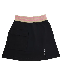 Black Skirt with Front Logo Lettering in Cotton Girl
