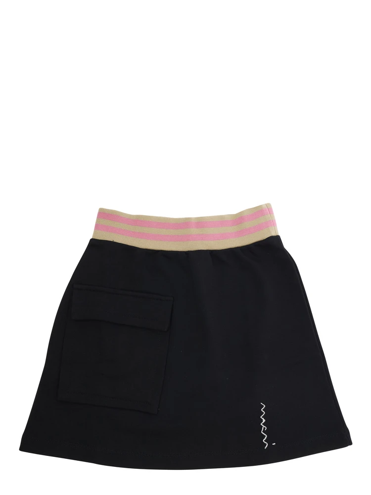 Black Skirt with Front Logo Lettering in Cotton Girl