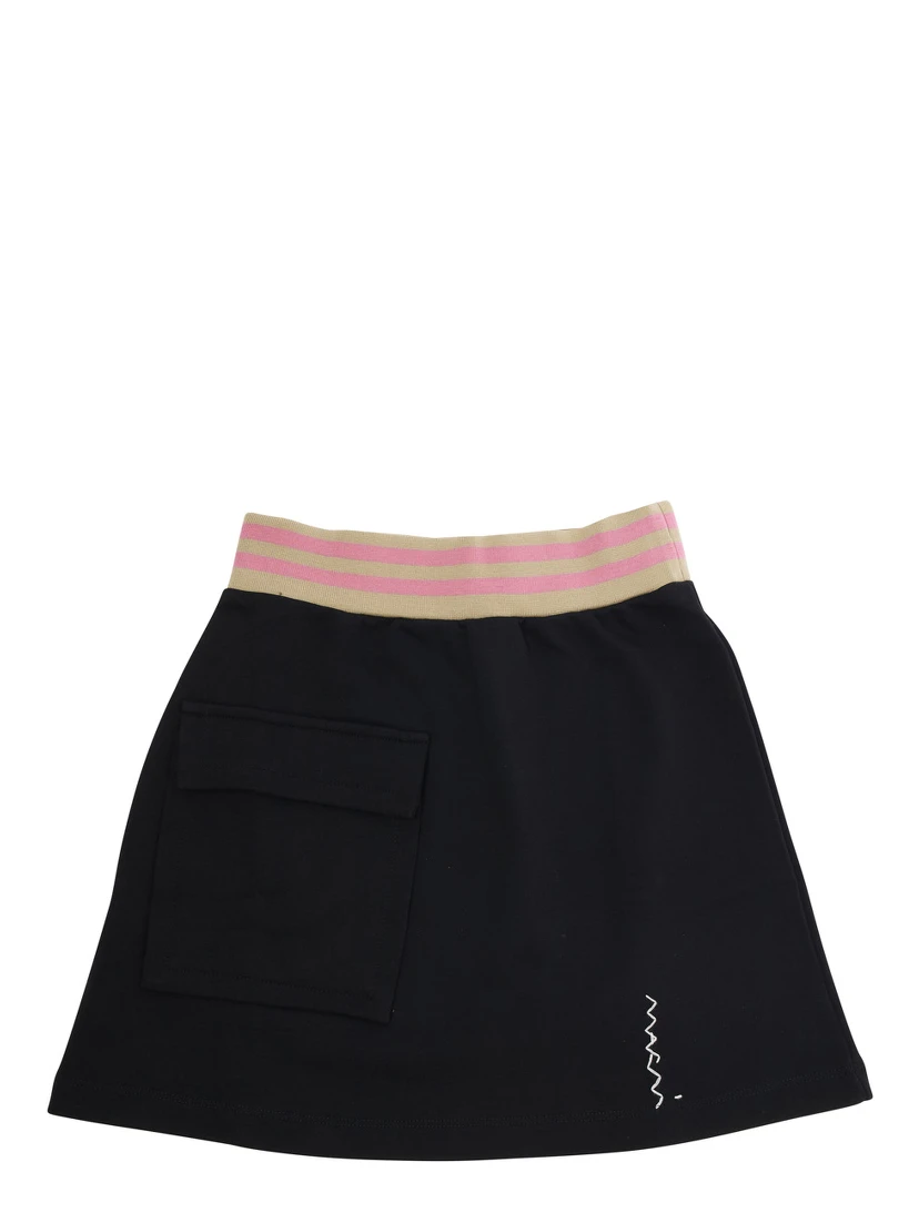 Black Skirt with Front Logo Lettering in Cotton Girl