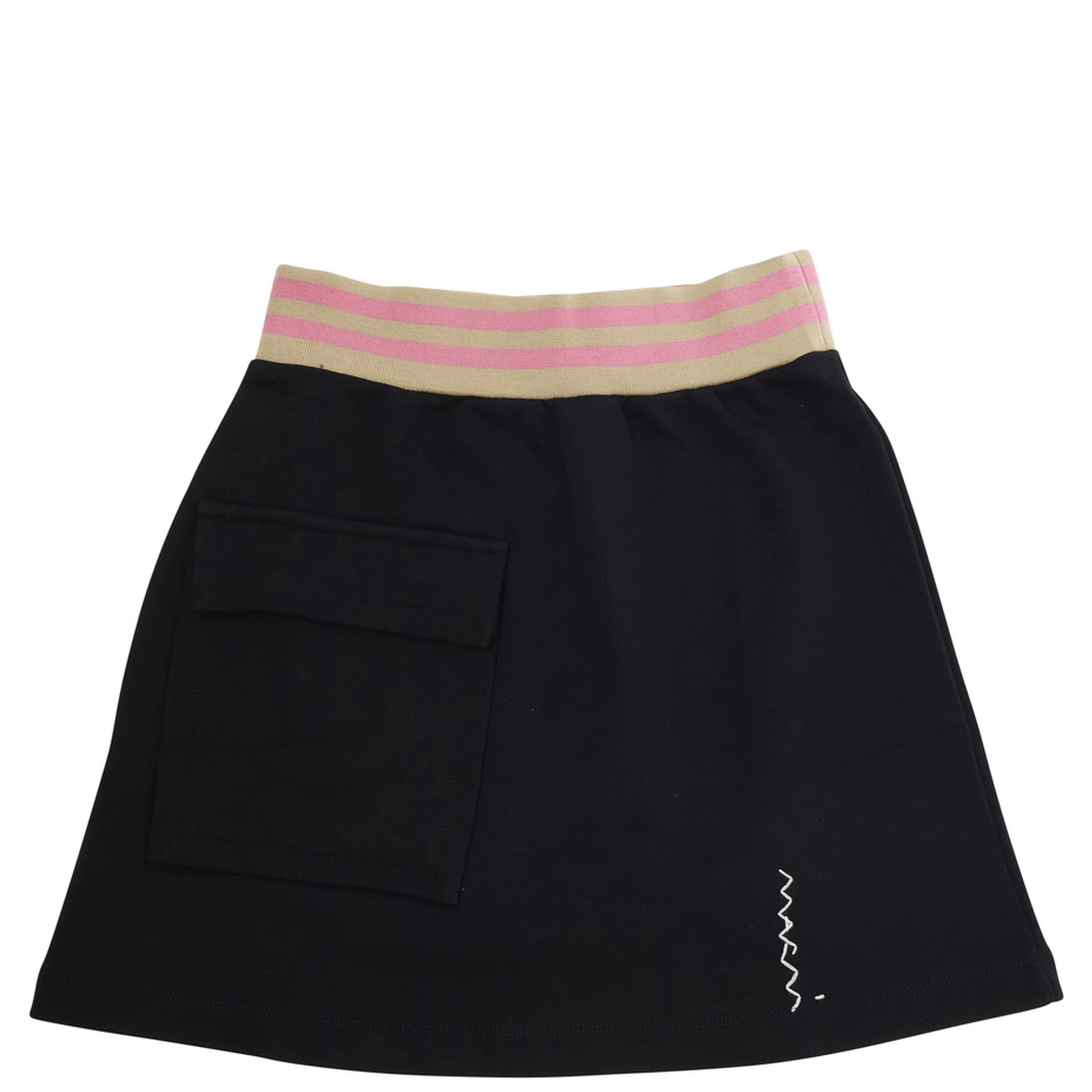 Black Skirt with Front Logo Lettering in Cotton Girl