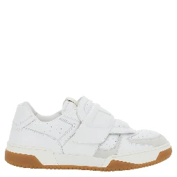 Joie de Jouer White Low Top Sneakers with Perforated Details and Maxi VLogo on the Front in Leather Man