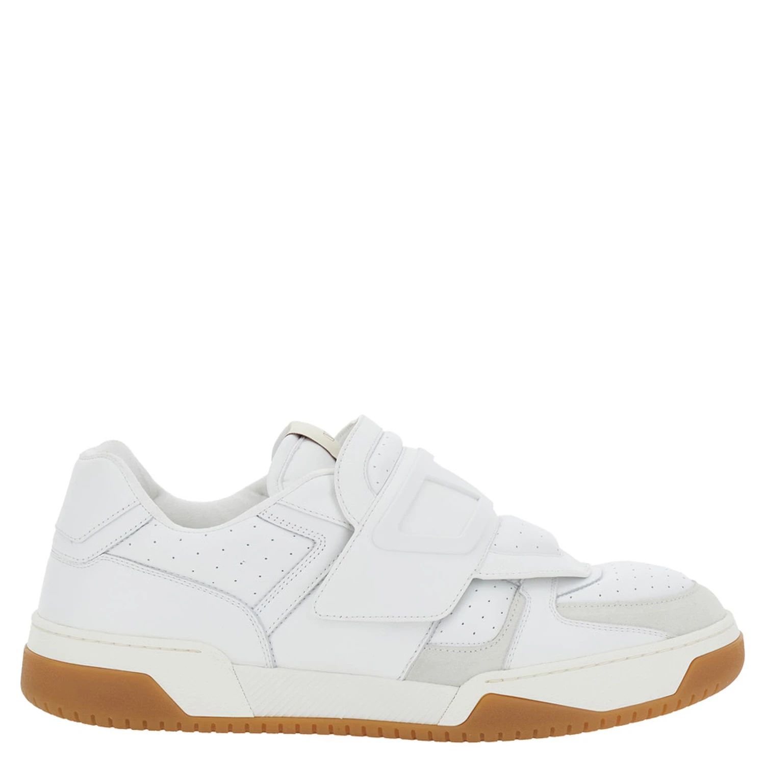 Joie de Jouer White Low Top Sneakers with Perforated Details and Maxi VLogo on the Front in Leather Man