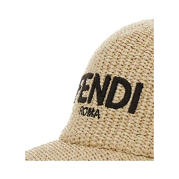 Beige Baseball Cap with Logo Lettering Embroidery on the Front in Cotton Blend Boy
