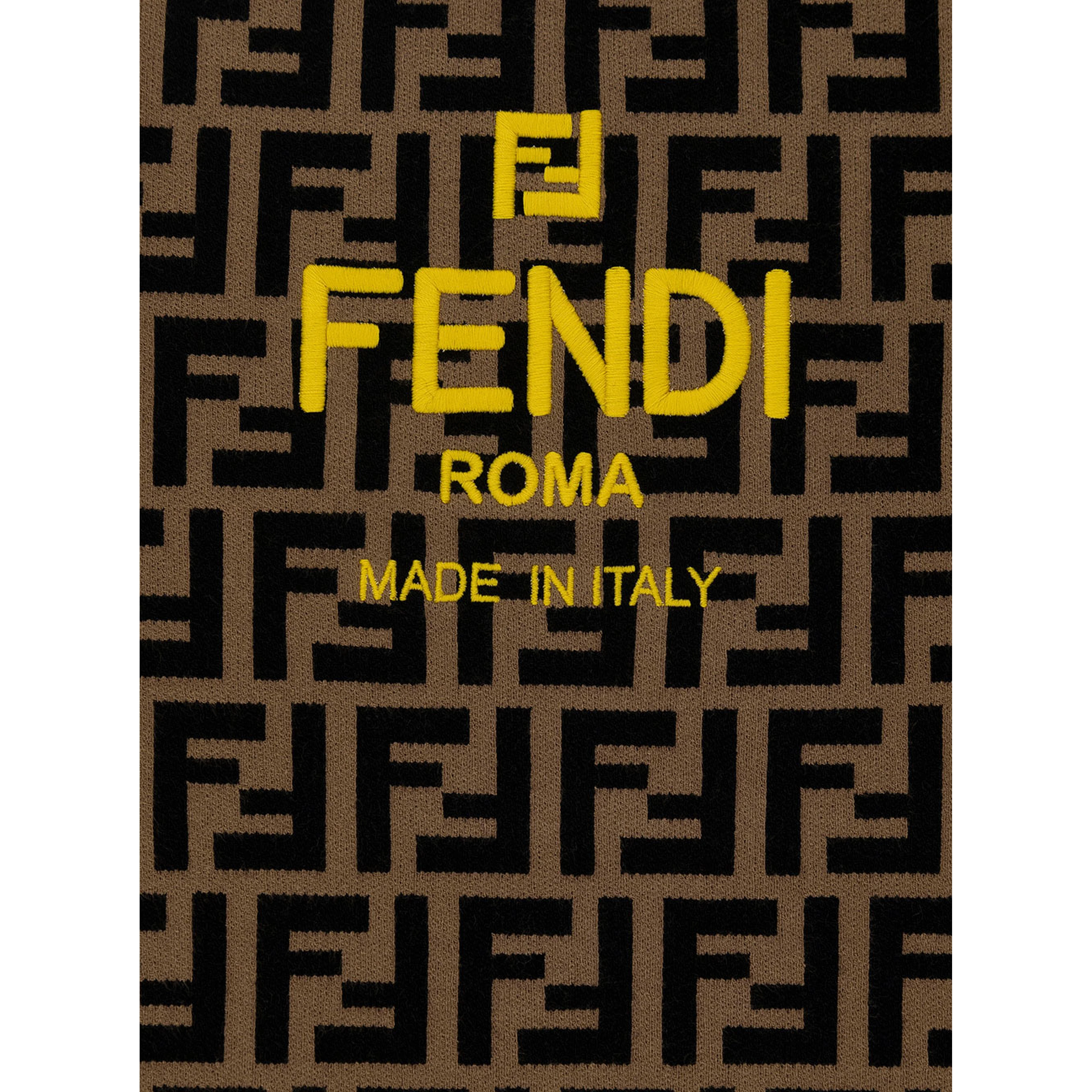 Beige and Tobacco Sweater with FF Motif and Logo Detail in Viscose Blend Boy