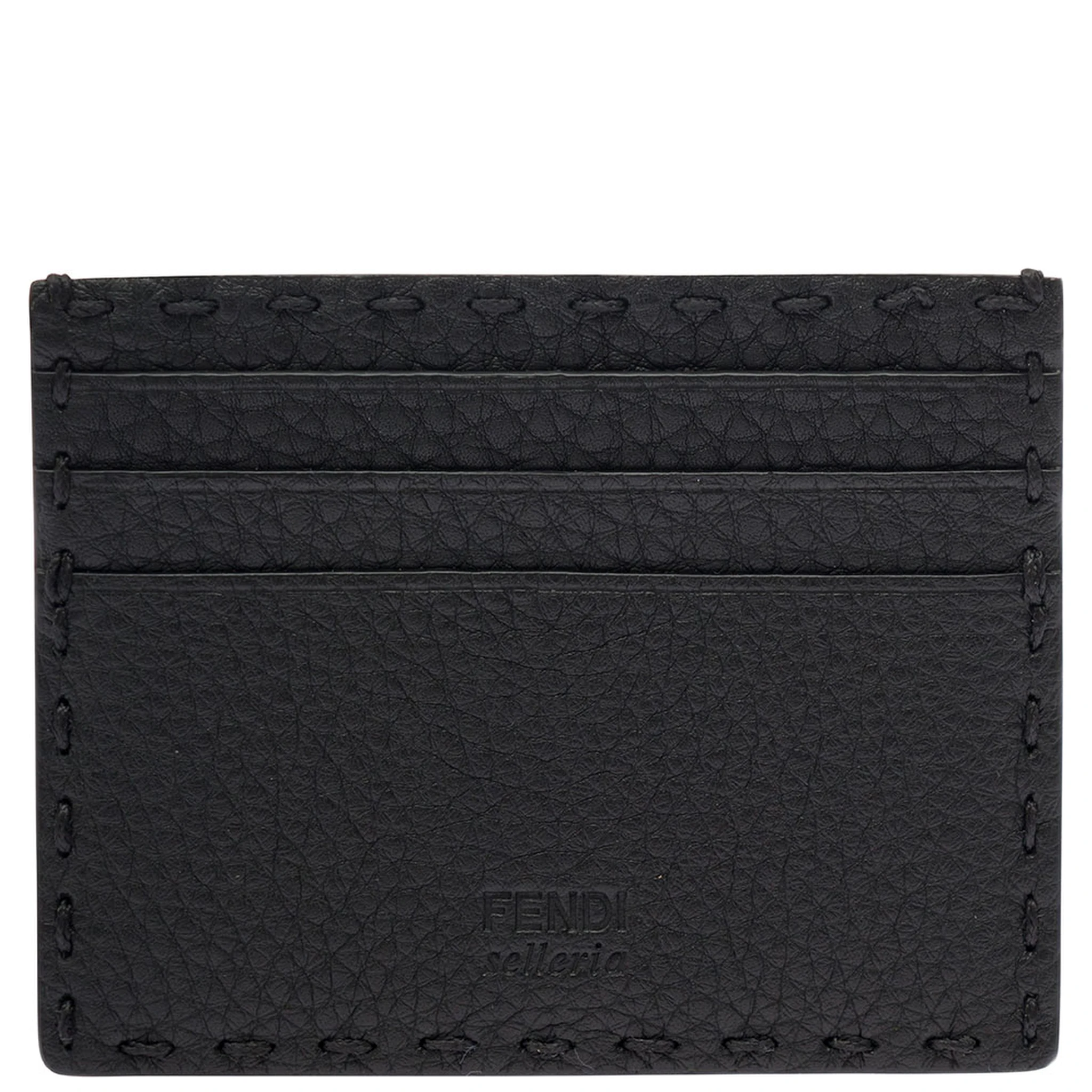 Black Card-Holder with Fendi Lettering in Leather Man