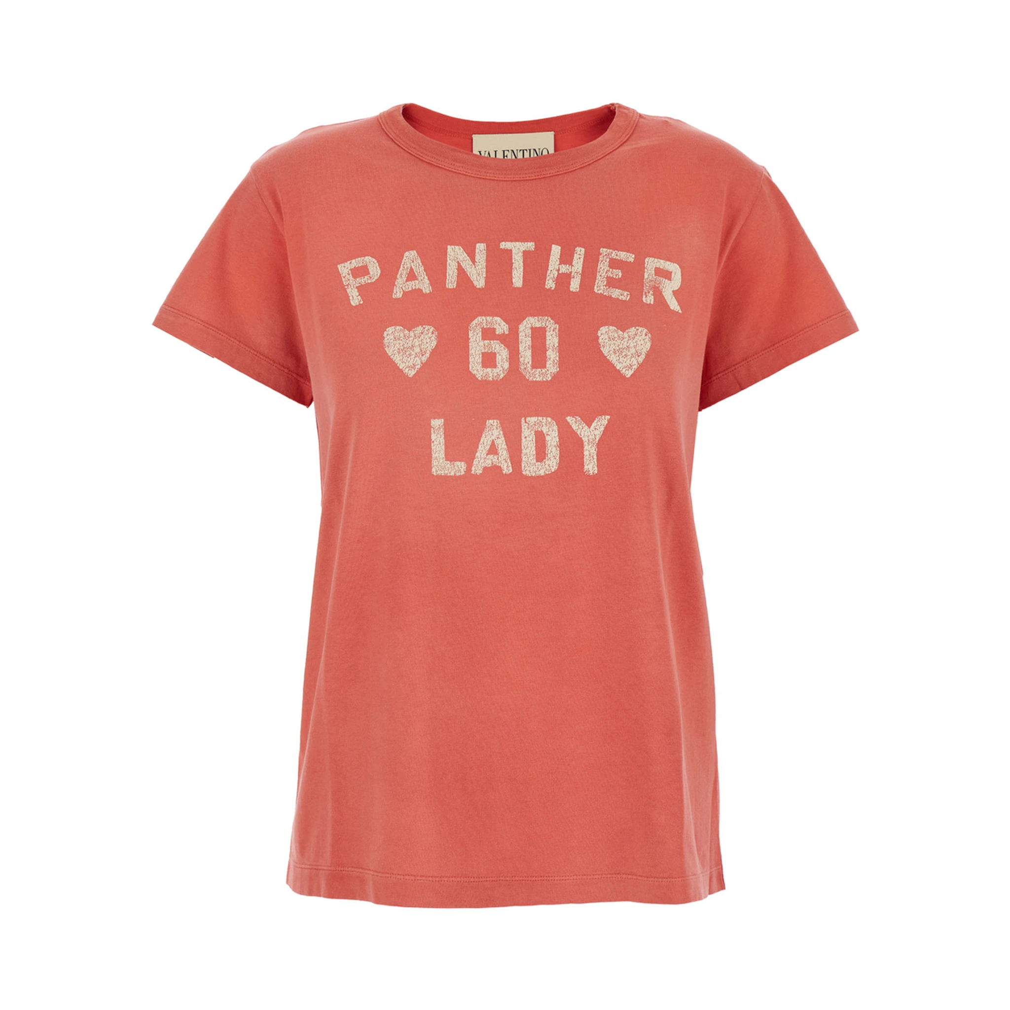 Red Crewneck T-Shirt with Maxi Logo on Front and Rear in Cotton Jersey Woman