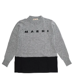 Grey Crewneck Sweatshirt with Logo Lettering on the Front in Cotton Boy
