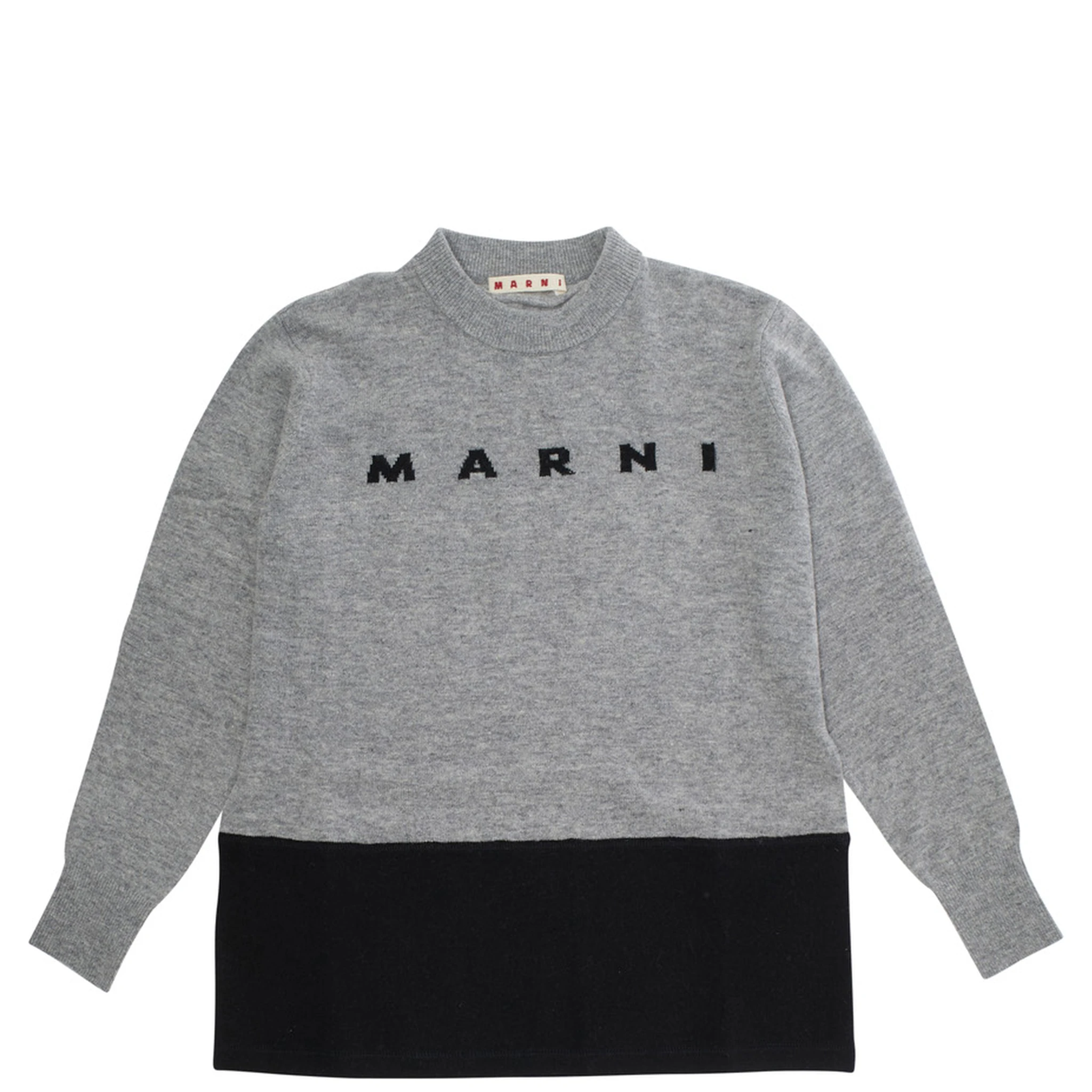 Grey Crewneck Sweatshirt with Logo Lettering on the Front in Cotton Boy