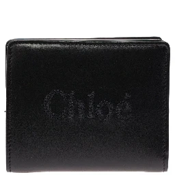 Sense Black Bi-Fold Wallet with Tonal Logo Embroidery in Leather Woman