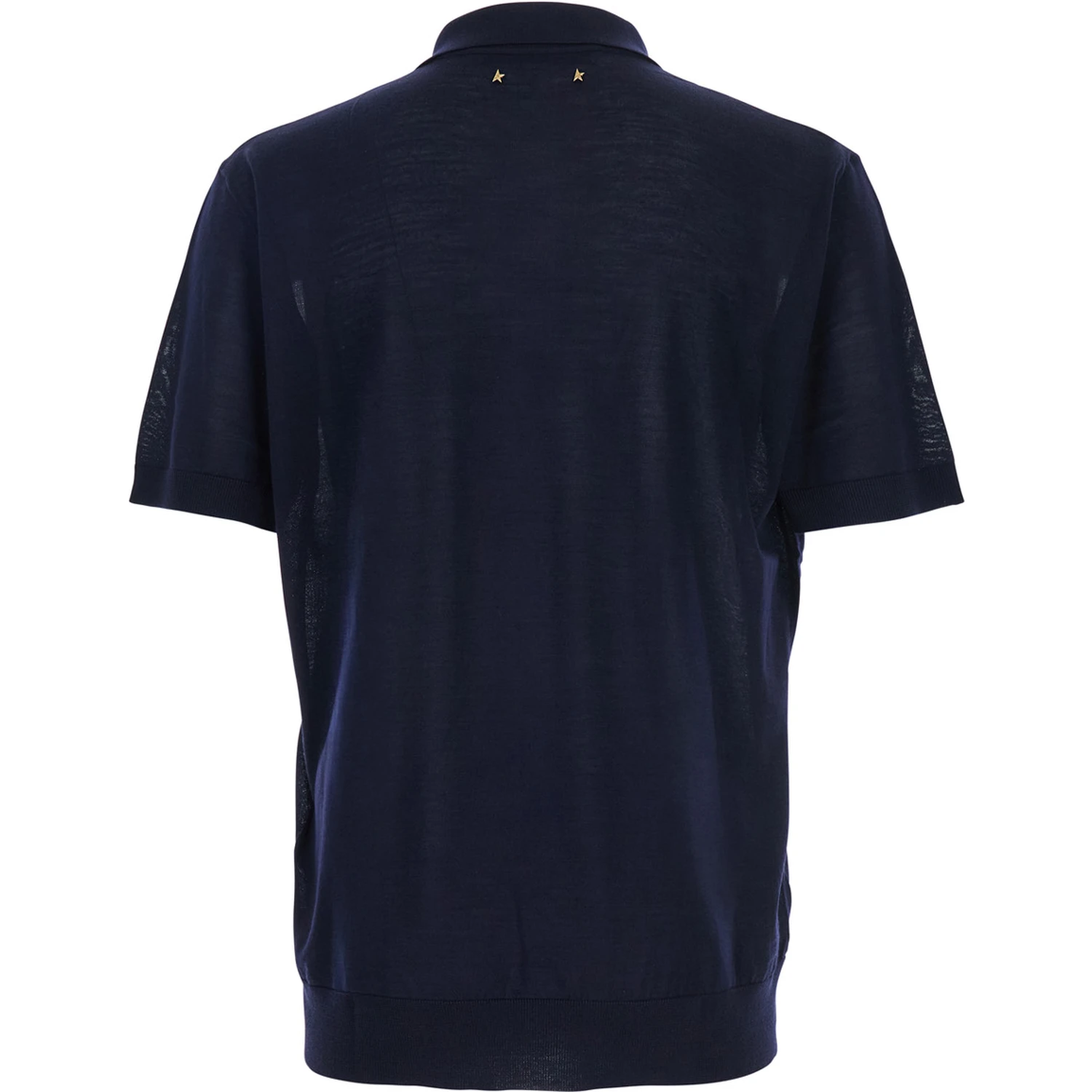 Blue Polo Shirt with Classic Collar and Short Sleeves in Wool Man
