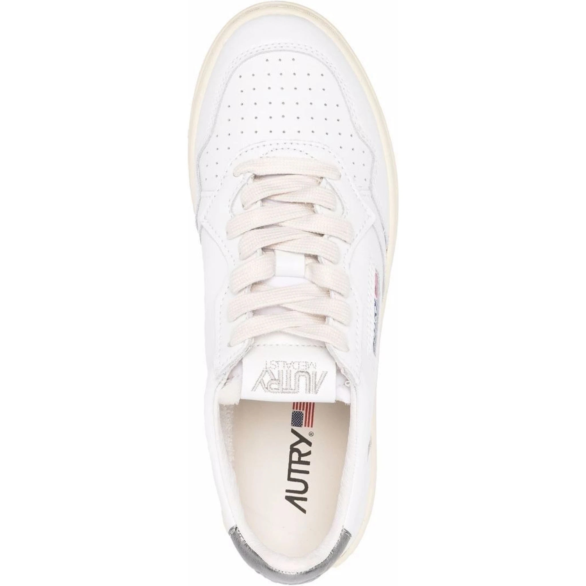 White and Silver Leather Sneakers Autry Woman