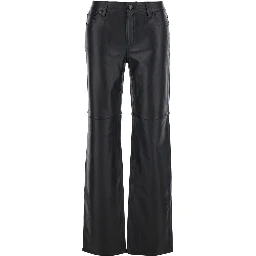 Black Pants with Belt Loops in Leather Woman