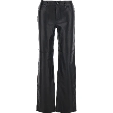 Black Pants with Belt Loops in Leather Woman