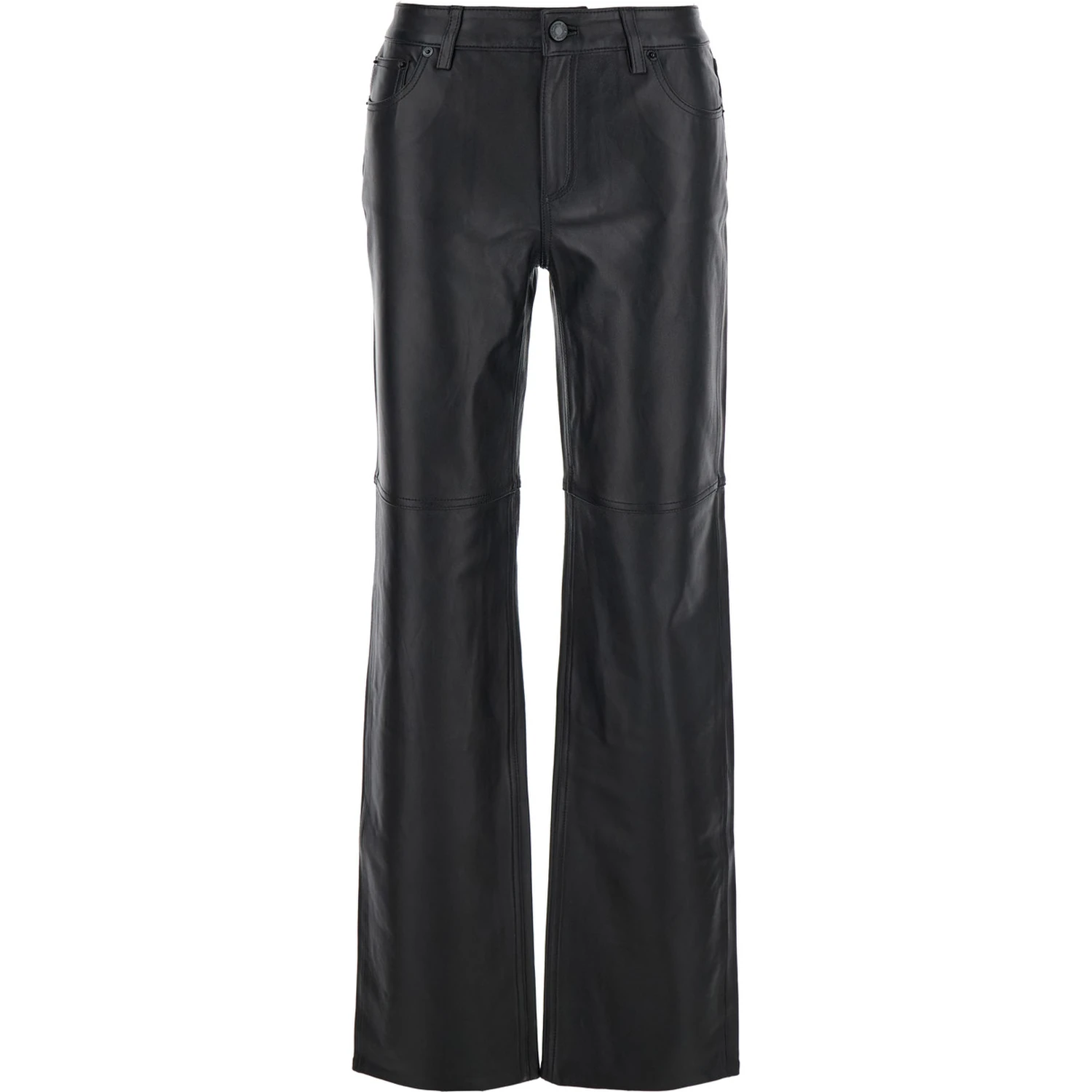 Black Pants with Belt Loops in Leather Woman
