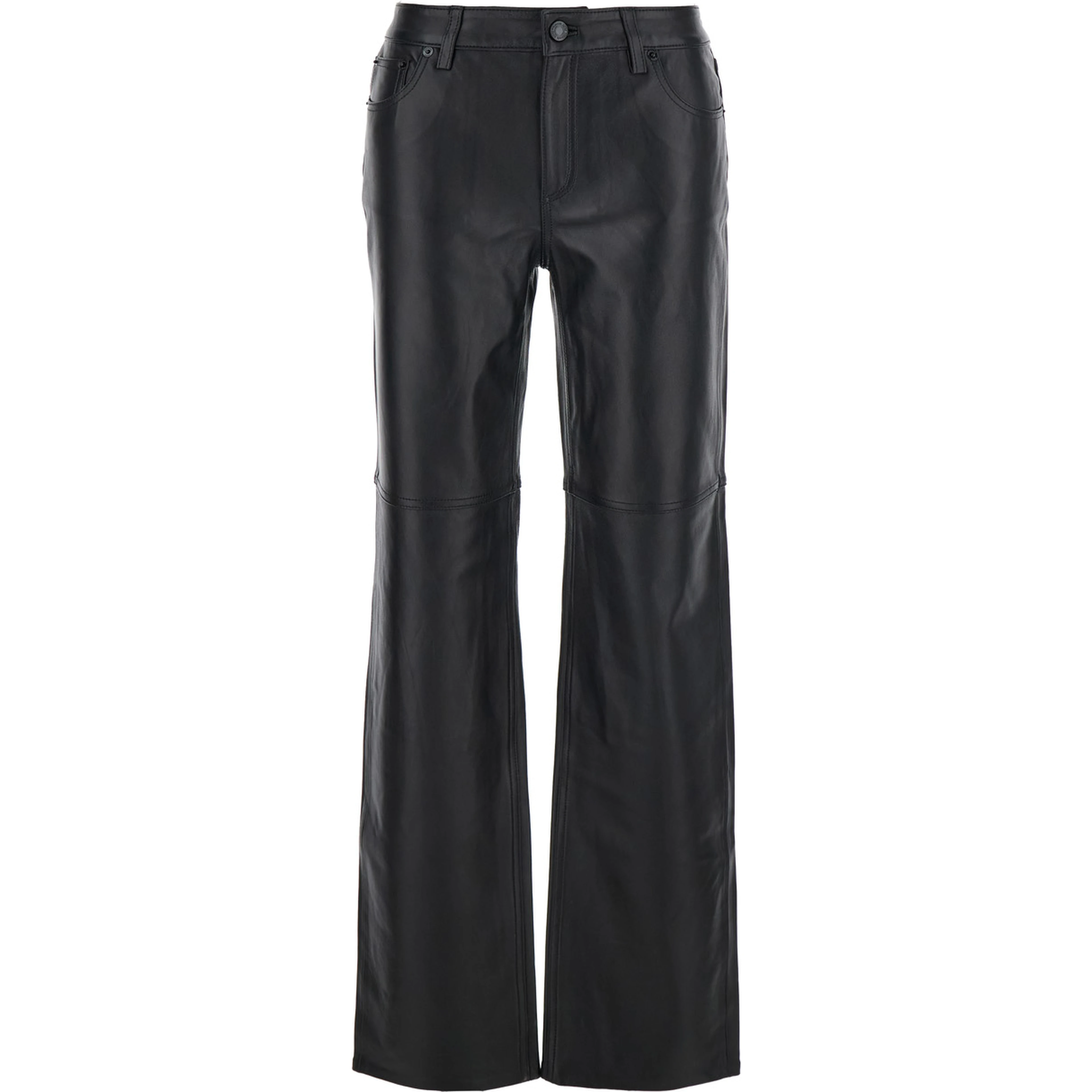 Black Pants with Belt Loops in Leather Woman