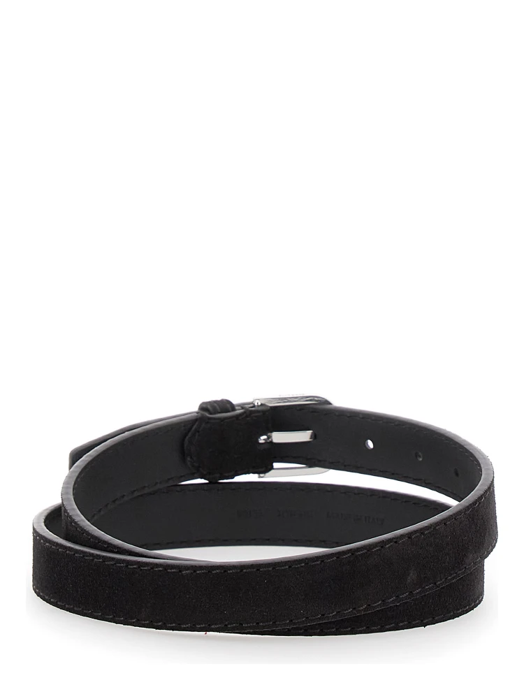 Brown Belt with Embossed Logo Detail and Adjustable Buckle in Suede Woman alternative