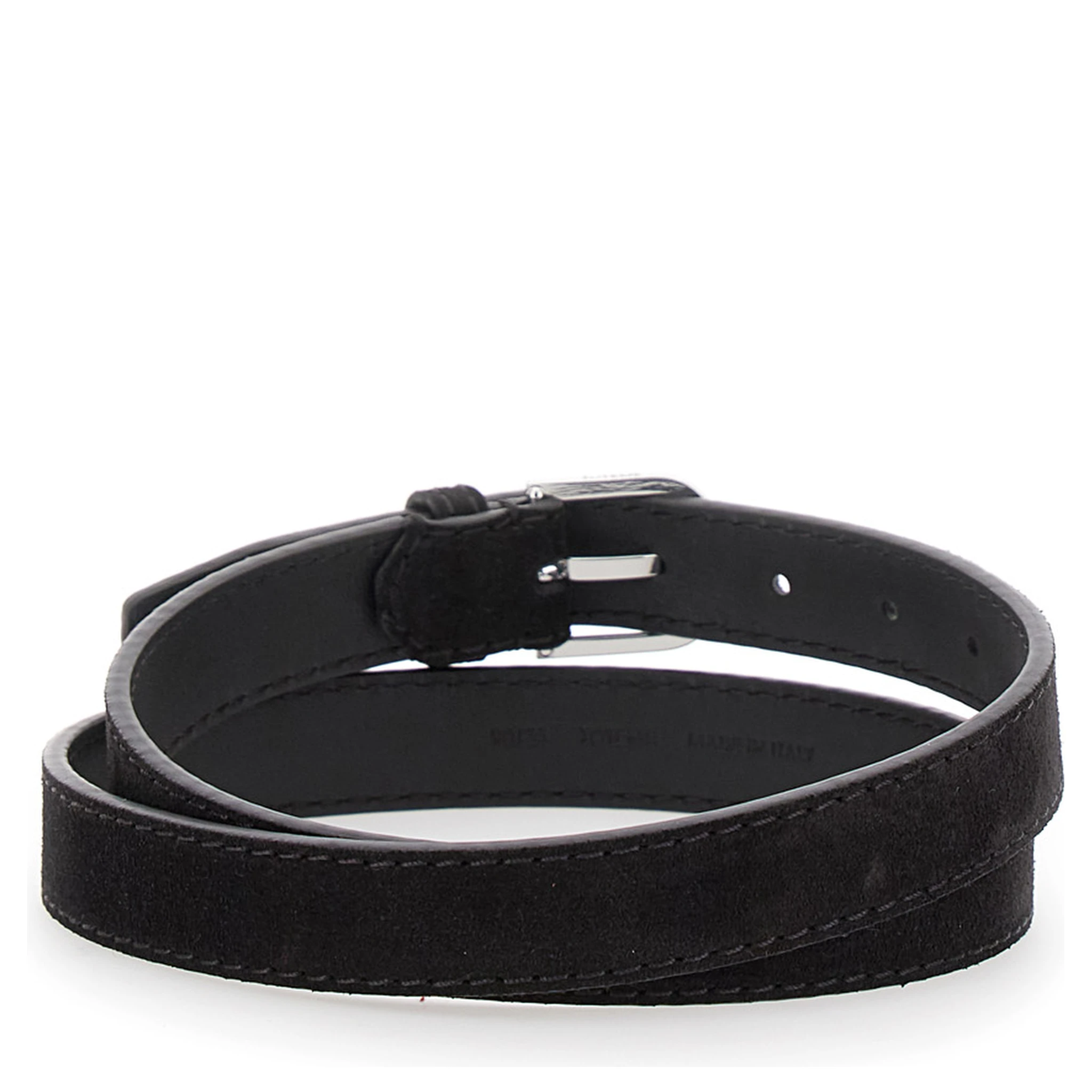 Brown Belt with Embossed Logo Detail and Adjustable Buckle in Suede Woman