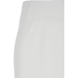 White Long Skirt with Ruffle Detail at the Bottom in Satin Woman