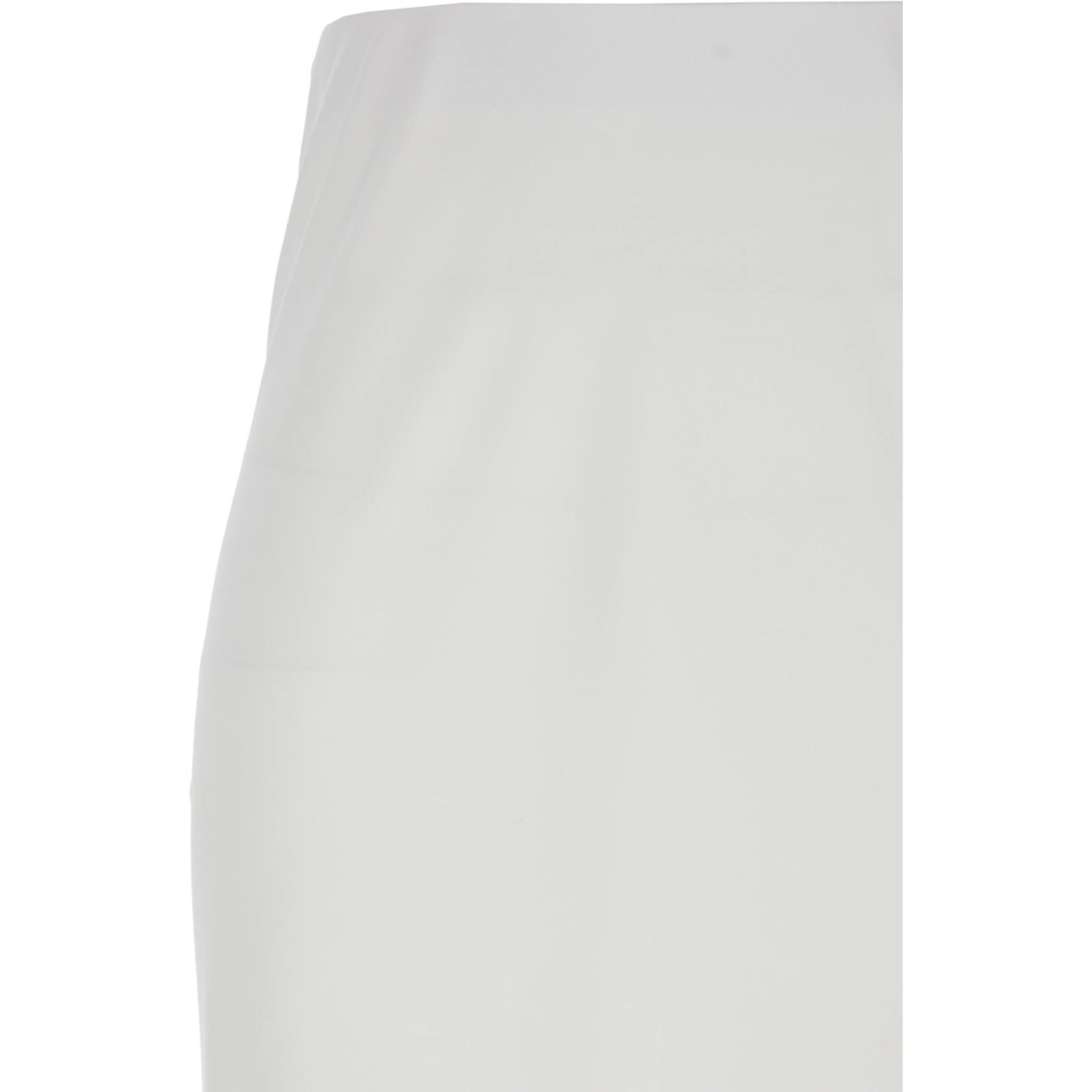 White Long Skirt with Ruffle Detail at the Bottom in Satin Woman