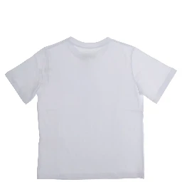 White Crewneck T-Shirt with Logo Print on the Front in Cotton Boy