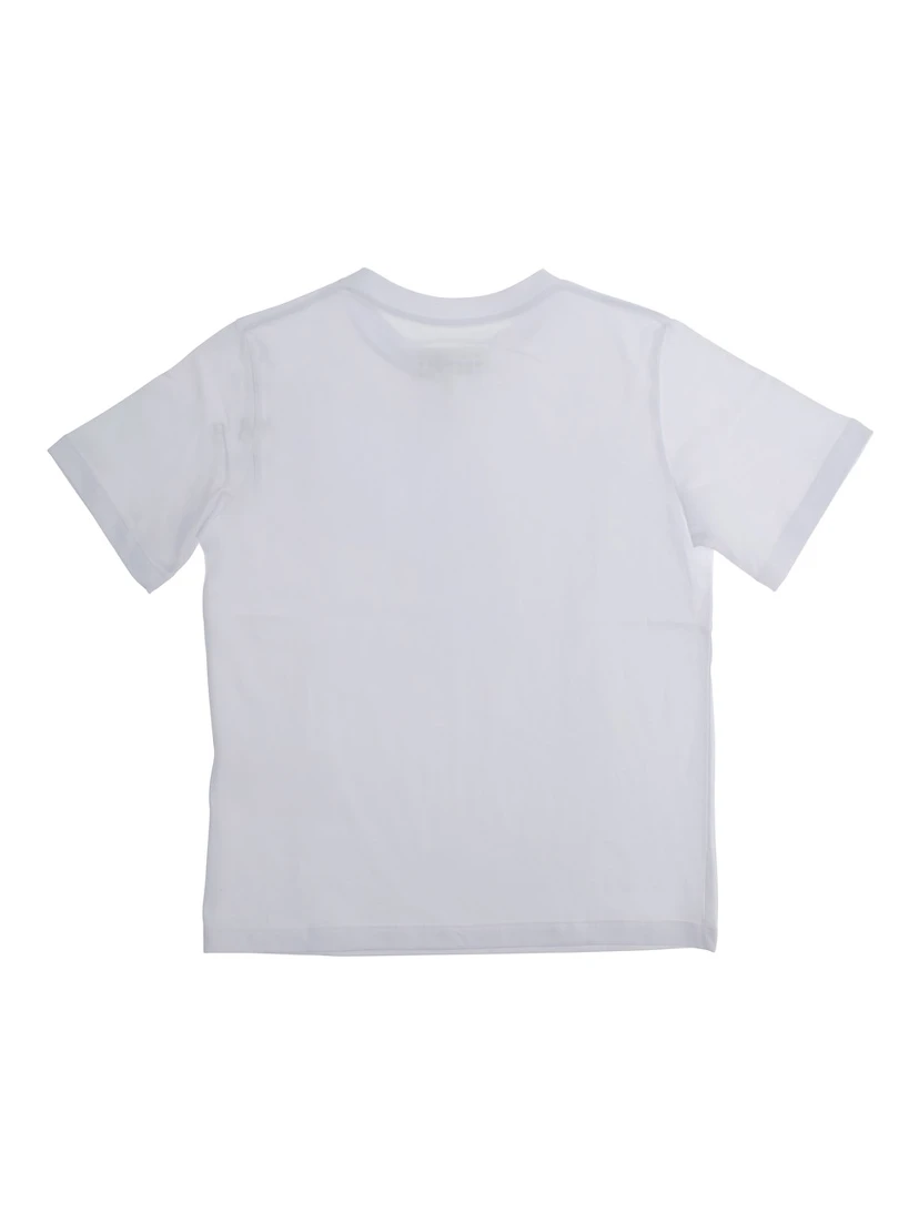 White Crewneck T-Shirt with Logo Print on the Front in Cotton Boy