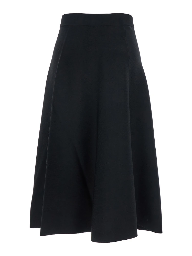 Lazio Black Midi Skirt with Elastic High Waist and Flared Design in Tech Fabric Woman alternative