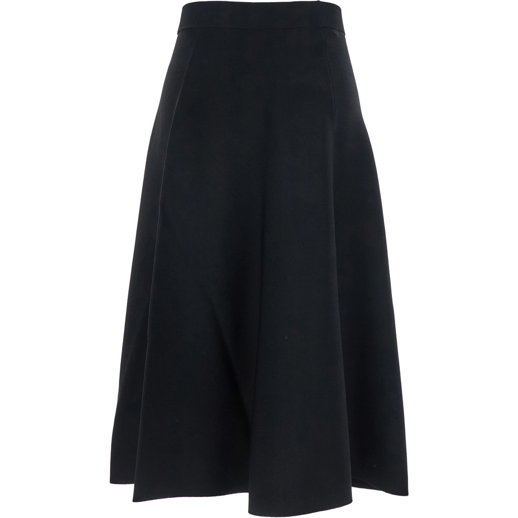 تنورة لاتسيو سوداء متوسطة الطول بخصر مطاطي عالٍ وتصميم واسع من قماش تقني للنساء