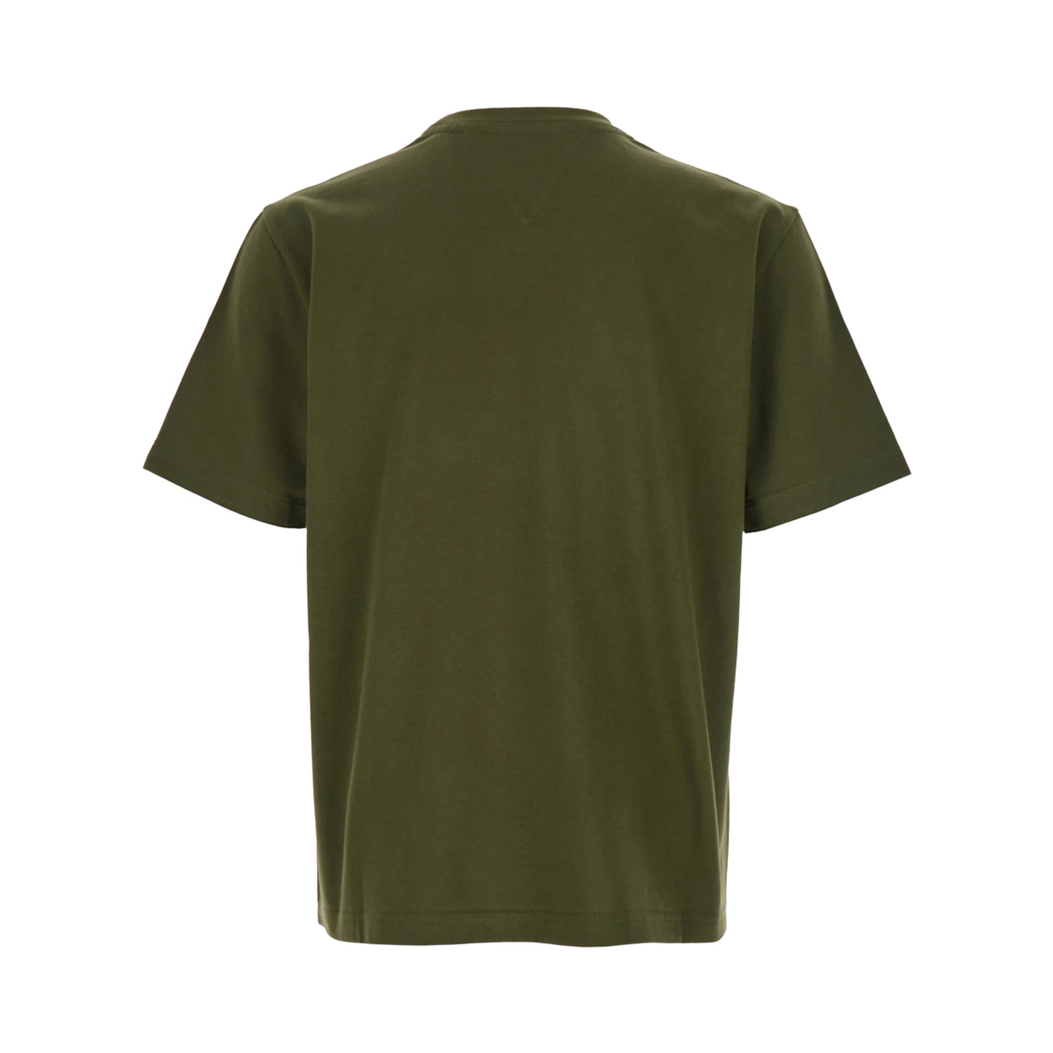 Green Crewneck T-Shirt with Mushroom Embroidery on the Front in Cotton Man