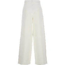 Merlot White Pants with Belt Loops in Cotton Blend Woman
