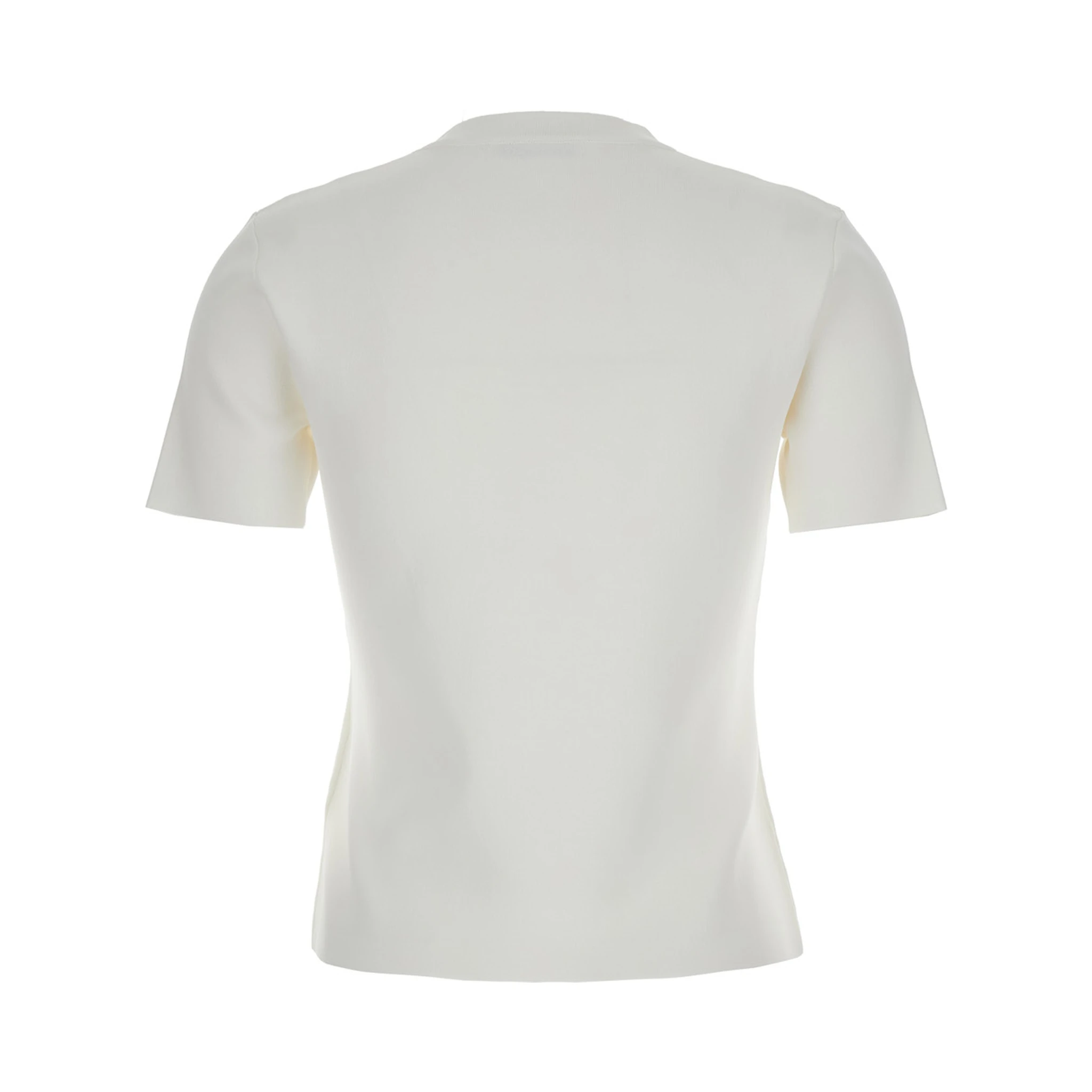 Adelio White Crewneck T-Shirt with Tonal Logo Lettering Embroidery on the Front in Viscose Blend Woman