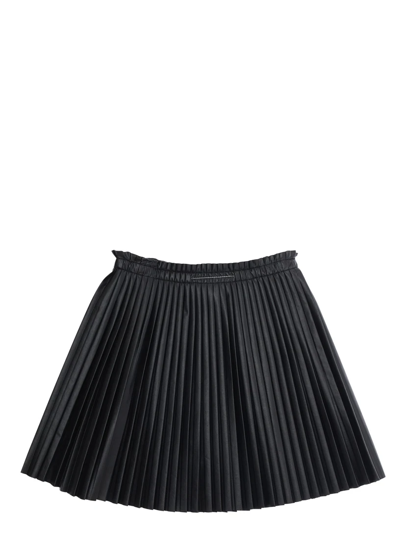 Black Pleated Skirt in Eco Leather Girl