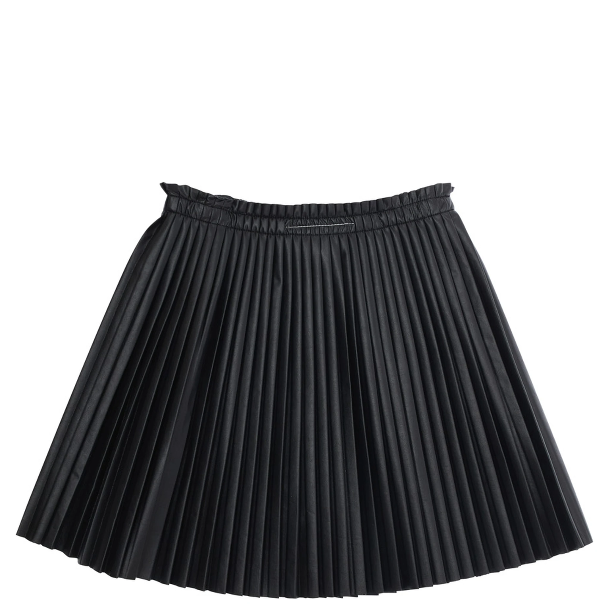 Black Pleated Skirt in Eco Leather Girl