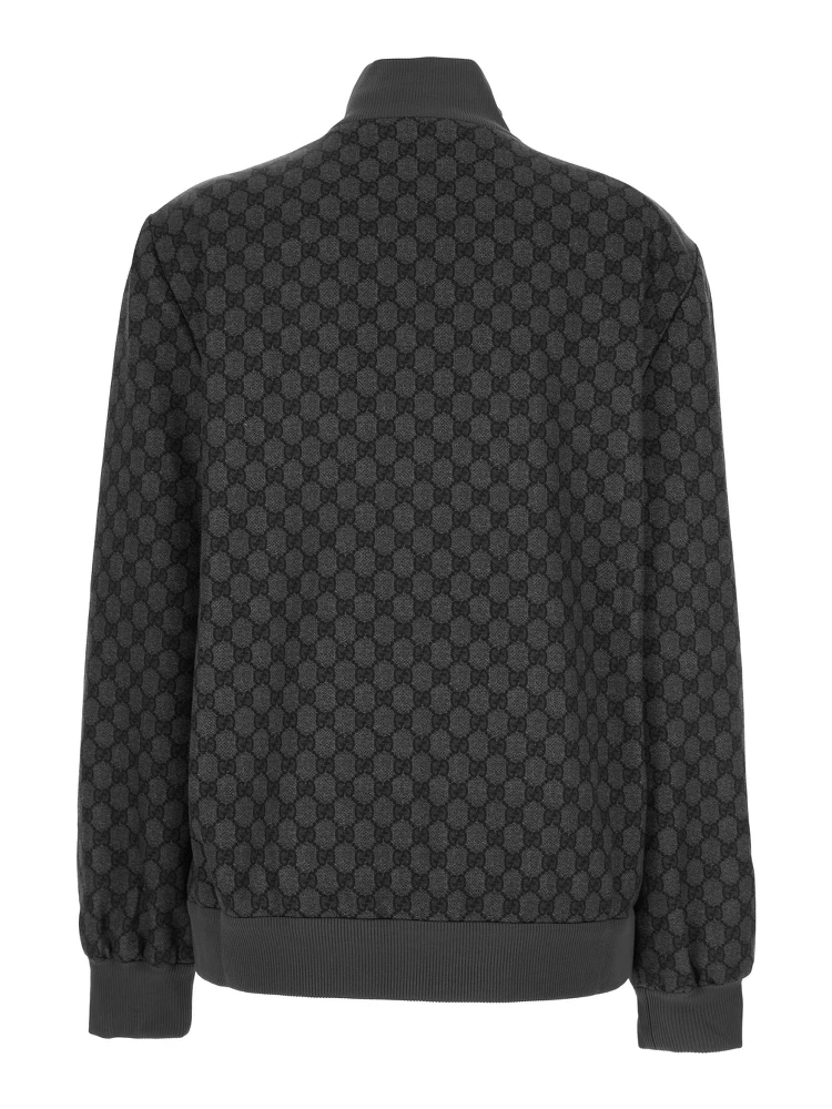 Grey Sweatshirt with High Neck and All-Over GG Print in Tech Fabric Woman alternative