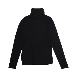 Black High Neck Jumperwith Logo on Front in Wool Blend Girl