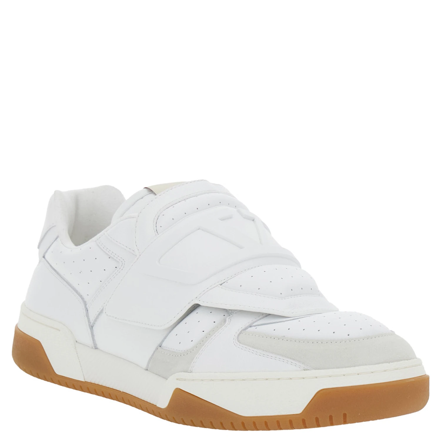 Joie de Jouer White Low Top Sneakers with Perforated Details and Maxi VLogo on the Front in Leather Man
