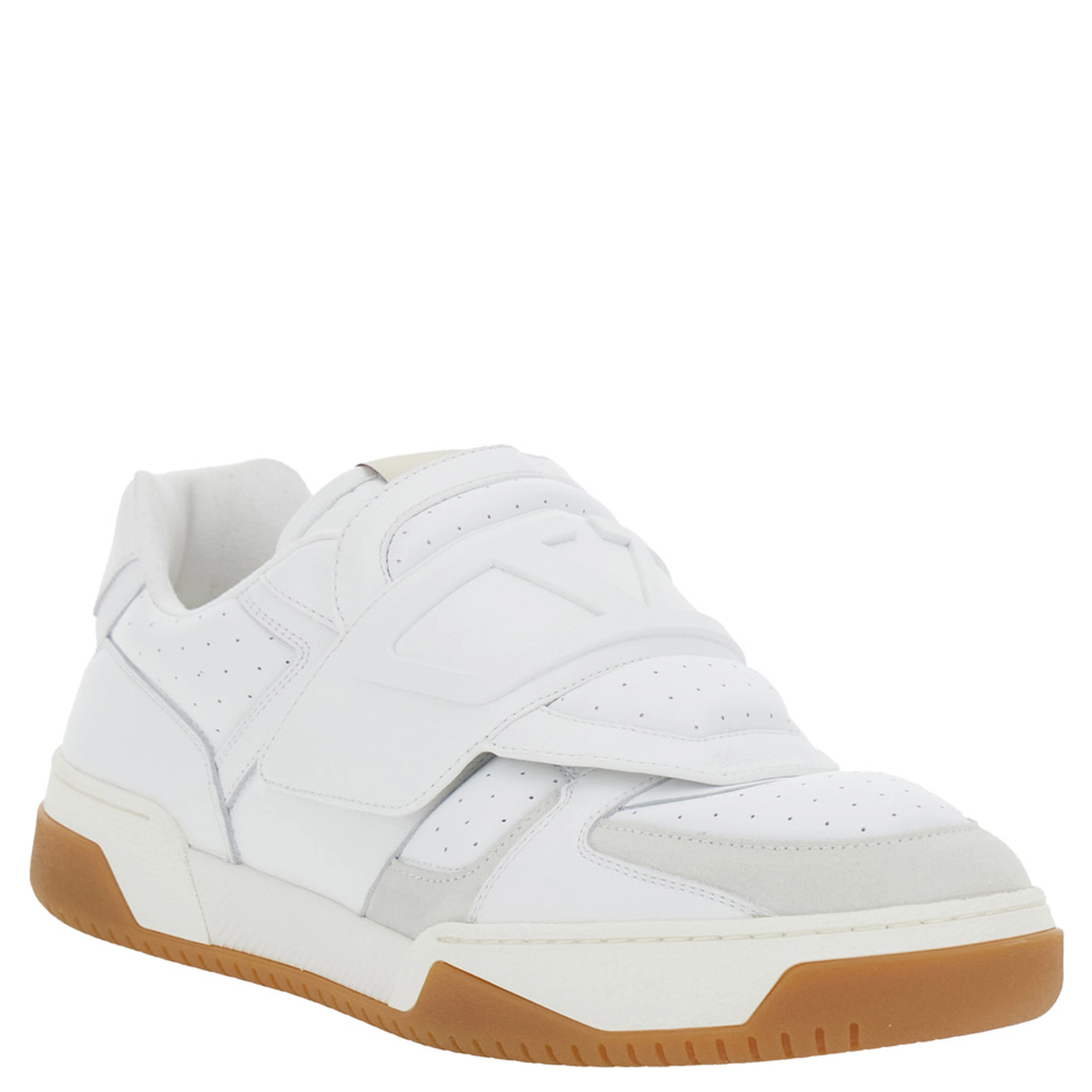 Joie de Jouer White Low Top Sneakers with Perforated Details and Maxi VLogo on the Front in Leather Man