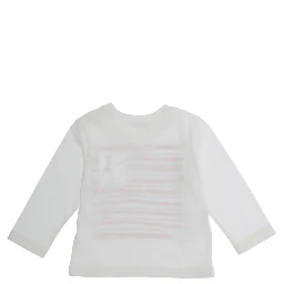 White Long Sleeve T-Shirt with Front Print in Cotton Girl