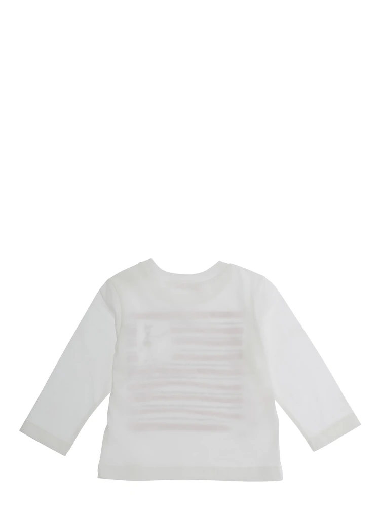 White Long Sleeve T-Shirt with Front Print in Cotton Girl alternative