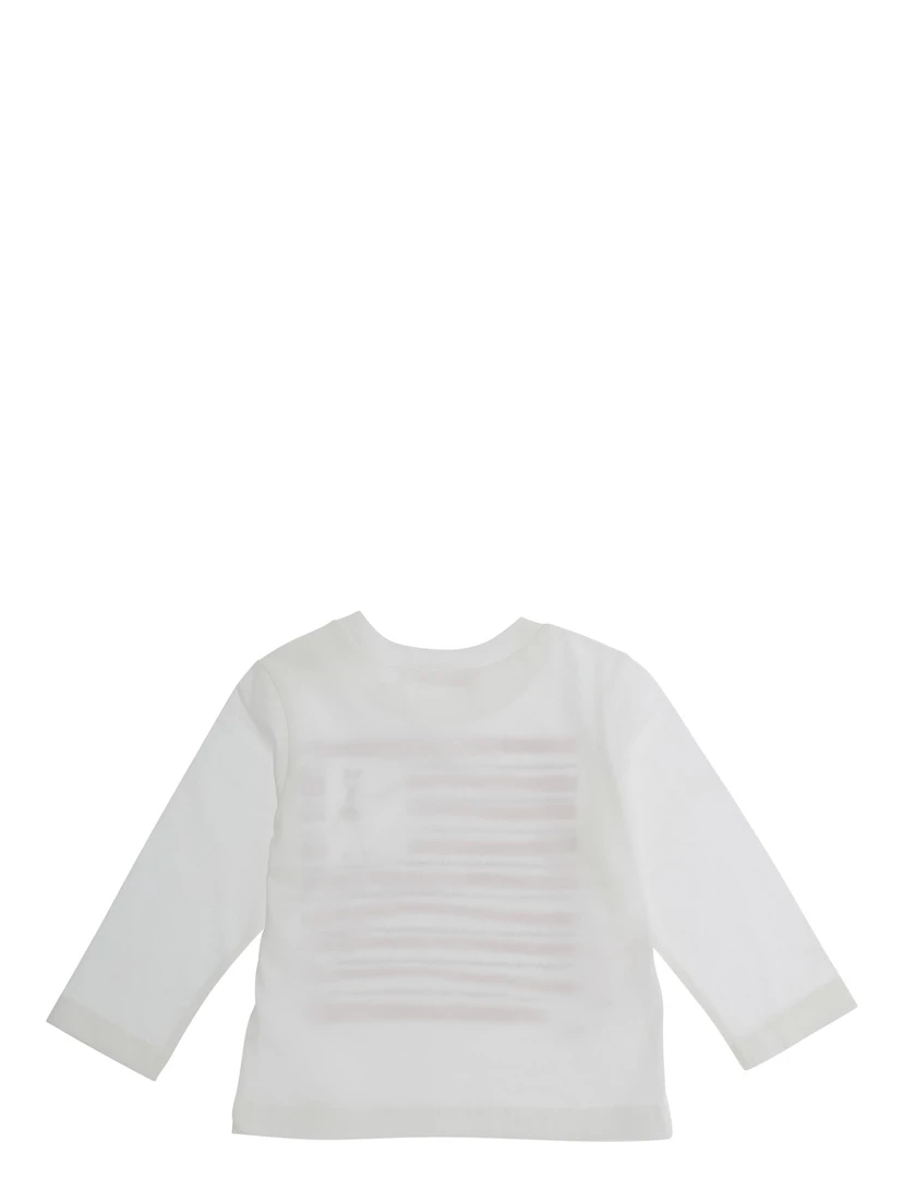 White Long Sleeve T-Shirt with Front Print in Cotton Girl