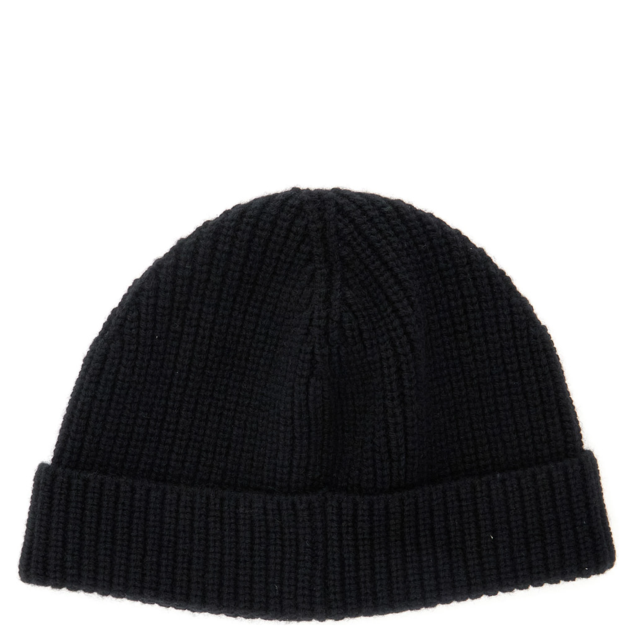 Black Knit Beanie with VLogo on the Front in Cashmere Man