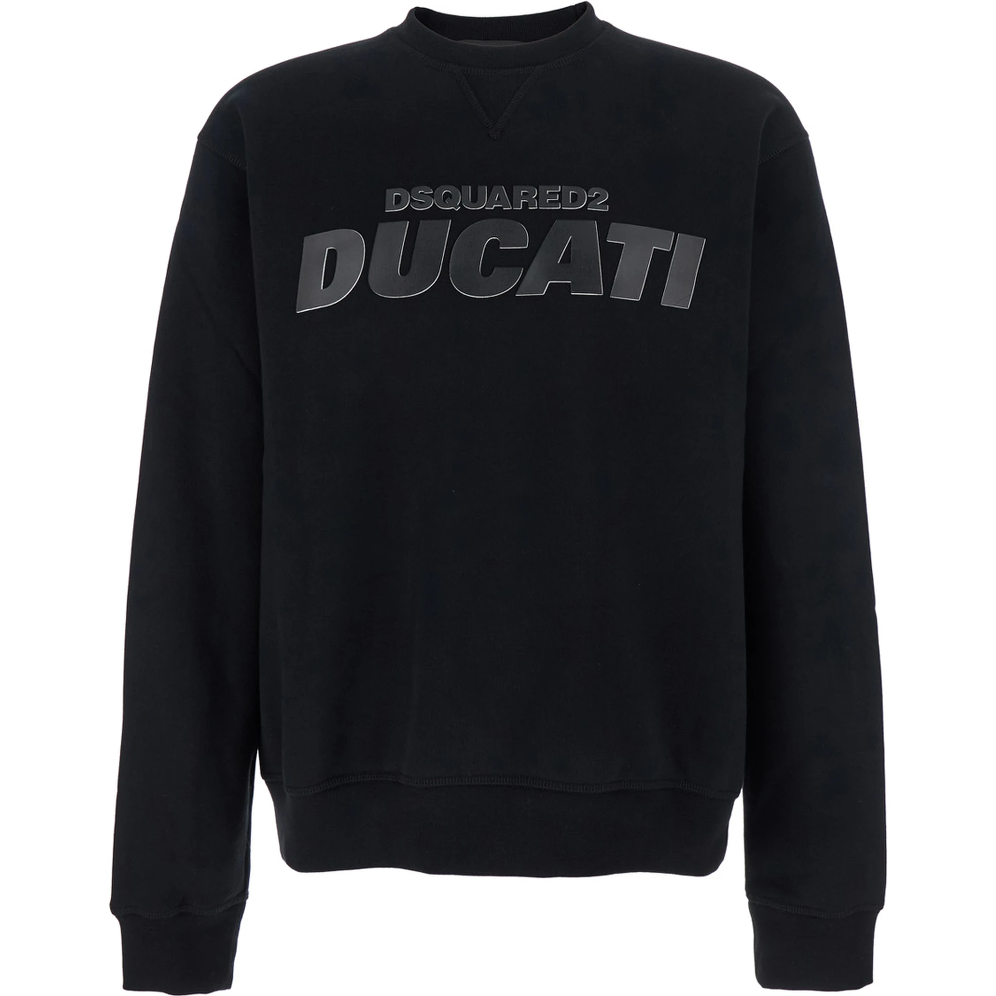 Ducati x D2 Black Sweatshirt with Logo Print on the Front in Cotton Man