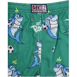 Jean Lighting Green Swim Shorts with Elastic Drawstring Waist and All-Over Print in Tech Fabric Boy