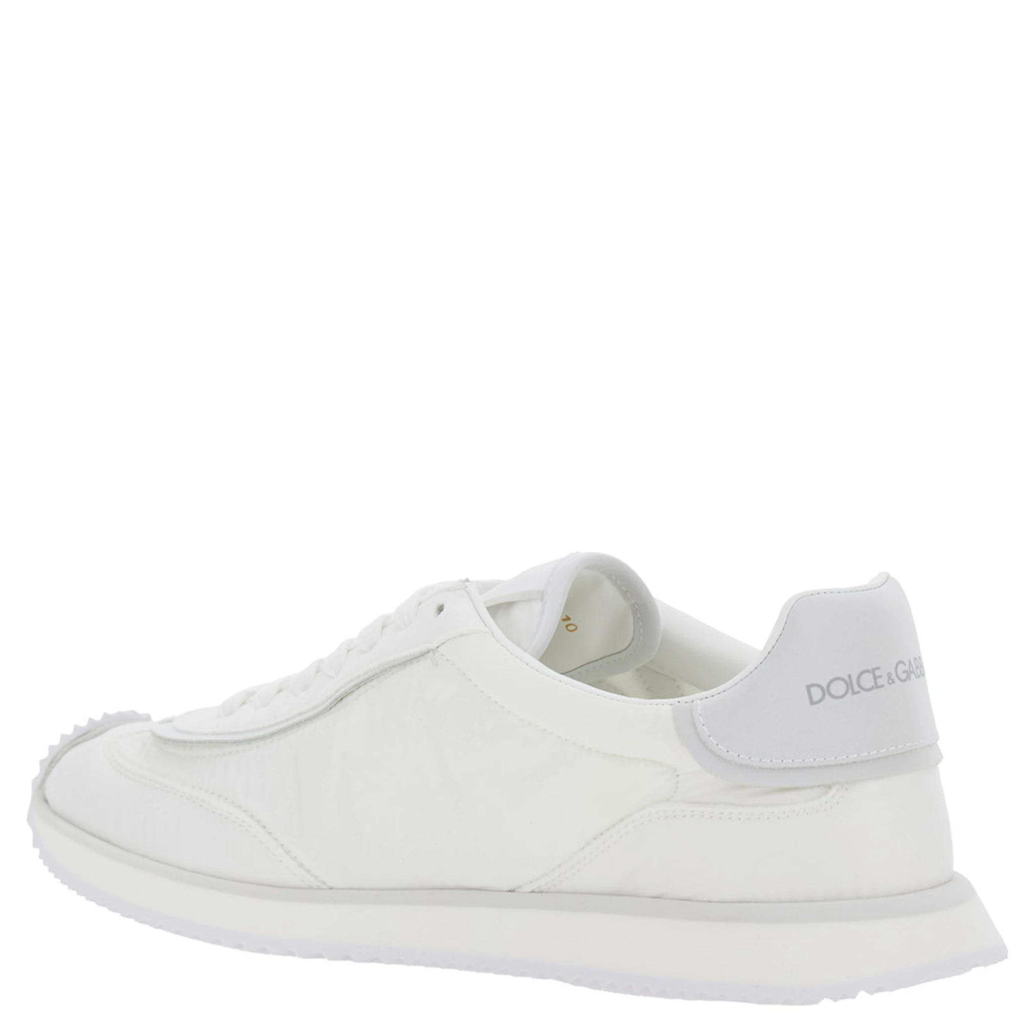 White Low Top Sneakers with Maxi Logo on the Side and Logo Patch on the Tongue in Tech Fabric Man