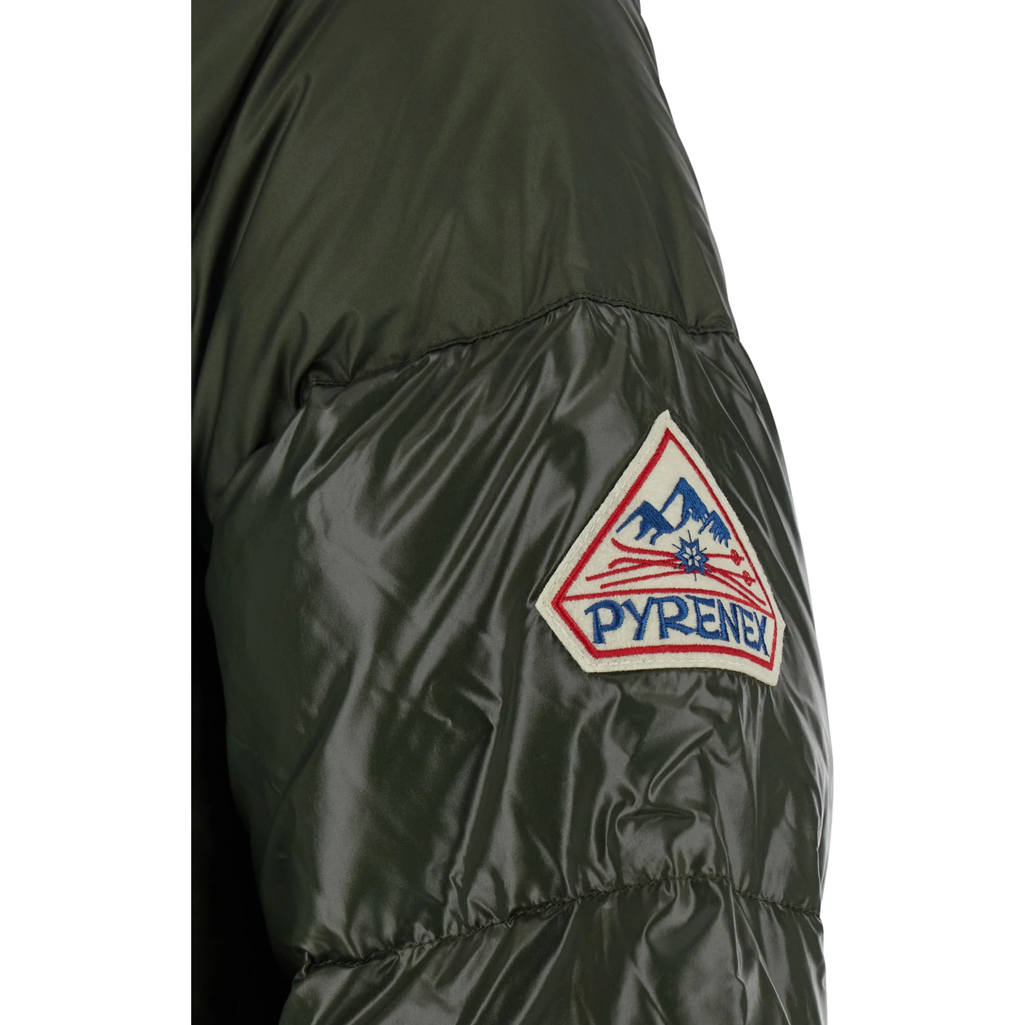 Sten Green Down Jacket with Drawstring Hood and Logo Patch in Technical Fabric Unisex