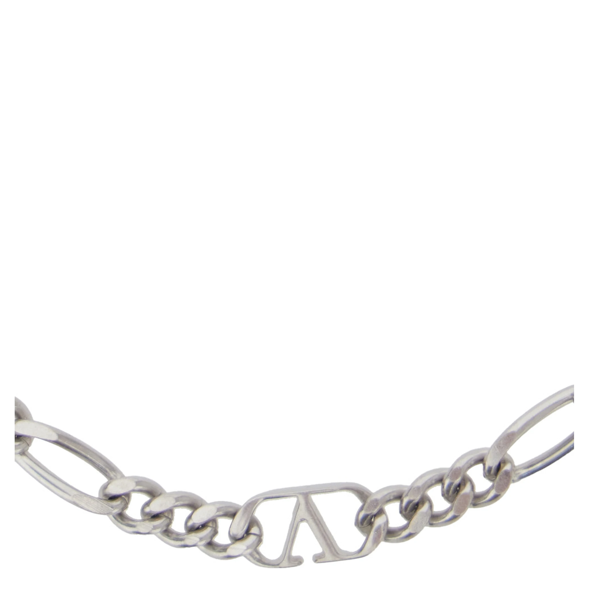 Metallic Chain-Link Bracelet with VLogo Charms in Brass Man