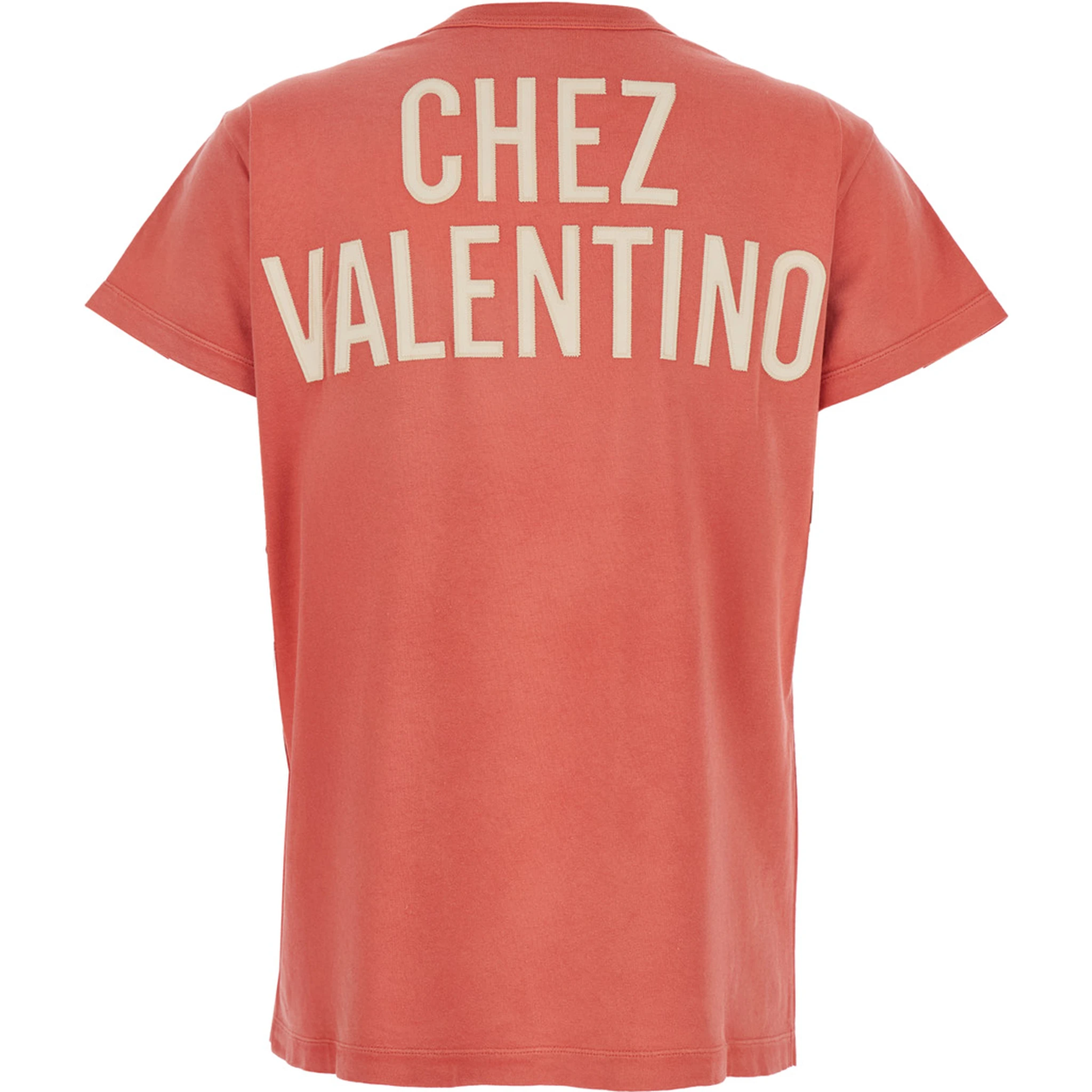 Red Crewneck T-Shirt with Maxi Logo on Front and Rear in Cotton Jersey Woman