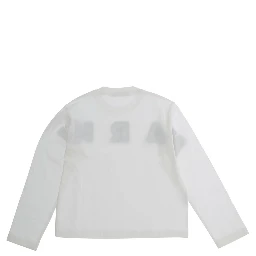 White Long Sleeve T-Shirt with Front Lettering Logo in Cotton Girl